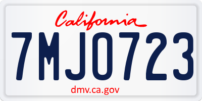 CA license plate 7MJO723