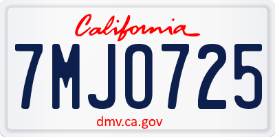 CA license plate 7MJO725