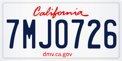 CA license plate 7MJO726