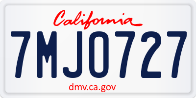 CA license plate 7MJO727