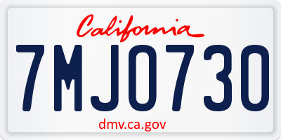 CA license plate 7MJO730