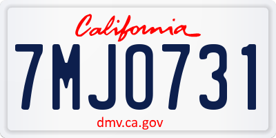 CA license plate 7MJO731