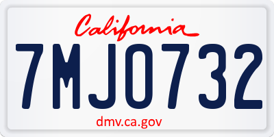 CA license plate 7MJO732