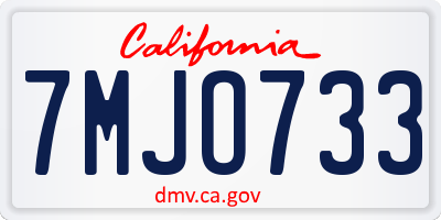 CA license plate 7MJO733