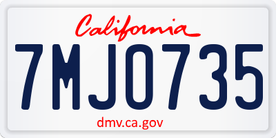 CA license plate 7MJO735