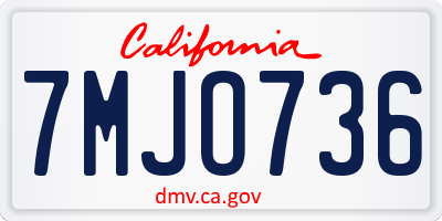 CA license plate 7MJO736