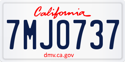 CA license plate 7MJO737