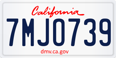 CA license plate 7MJO739