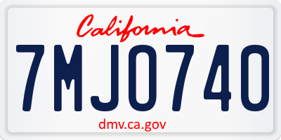 CA license plate 7MJO740