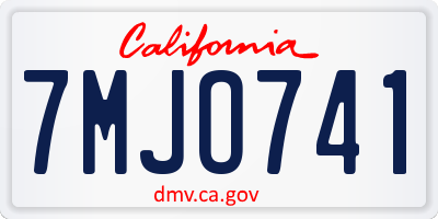 CA license plate 7MJO741