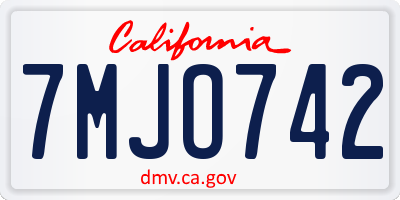 CA license plate 7MJO742