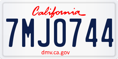 CA license plate 7MJO744