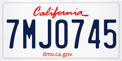 CA license plate 7MJO745