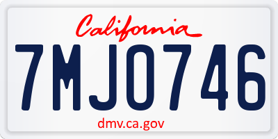 CA license plate 7MJO746