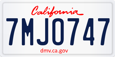 CA license plate 7MJO747