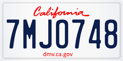 CA license plate 7MJO748