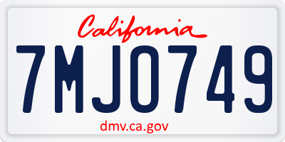 CA license plate 7MJO749