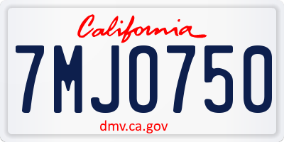 CA license plate 7MJO750