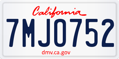 CA license plate 7MJO752