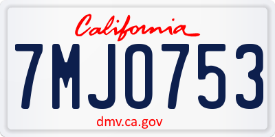 CA license plate 7MJO753