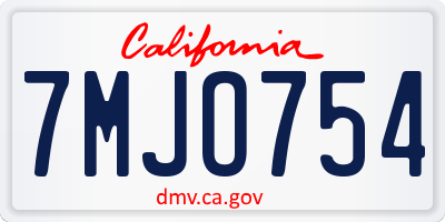 CA license plate 7MJO754