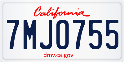 CA license plate 7MJO755