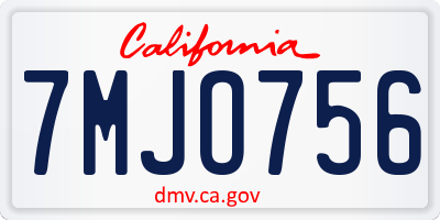 CA license plate 7MJO756