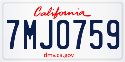 CA license plate 7MJO759