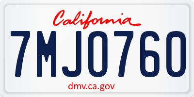 CA license plate 7MJO760