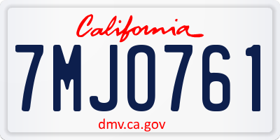 CA license plate 7MJO761