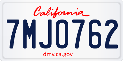 CA license plate 7MJO762