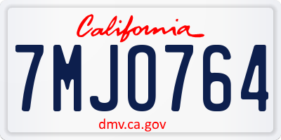 CA license plate 7MJO764