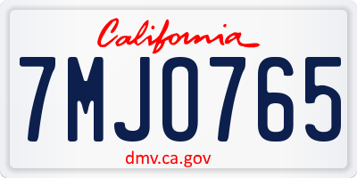 CA license plate 7MJO765