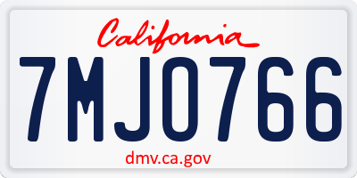 CA license plate 7MJO766