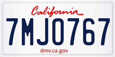 CA license plate 7MJO767