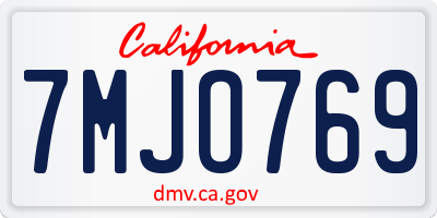 CA license plate 7MJO769