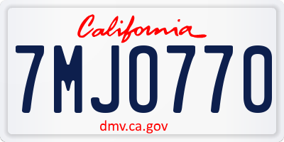 CA license plate 7MJO770