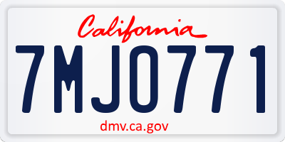 CA license plate 7MJO771