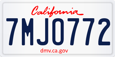 CA license plate 7MJO772