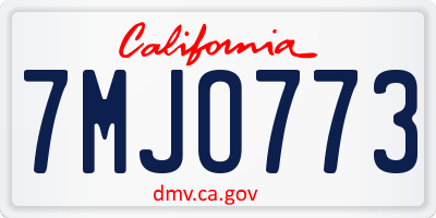 CA license plate 7MJO773