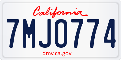 CA license plate 7MJO774