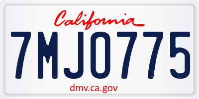 CA license plate 7MJO775