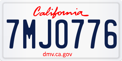 CA license plate 7MJO776