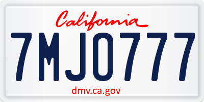 CA license plate 7MJO777