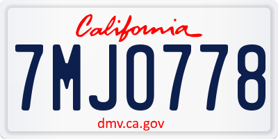 CA license plate 7MJO778