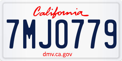 CA license plate 7MJO779