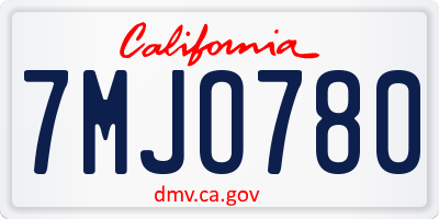 CA license plate 7MJO780