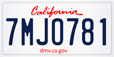 CA license plate 7MJO781