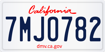 CA license plate 7MJO782