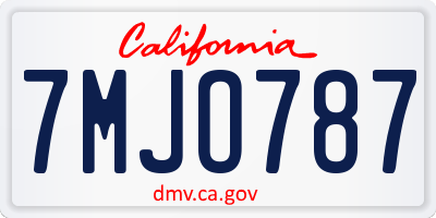 CA license plate 7MJO787